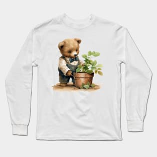 Cute Teddy Bear Gardening Long Sleeve T-Shirt